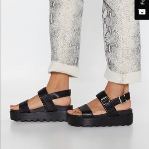 Faux leather platform sandals